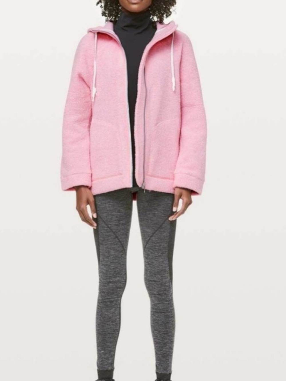LULULEMON Pink Hooded Teddy SHERPA Zip Jacket